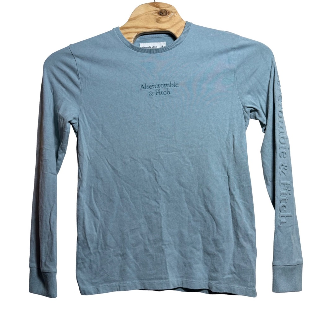 Abercrombie & Fitch Soft A&F Tee Long Sleeve Blue Logo T-Shirt Mens M